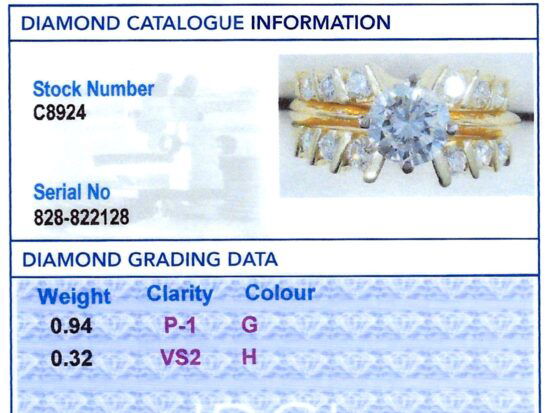 Wedding and Engagement Ring Set Gold grading card