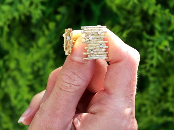 18k gold diamond cufflinks outside