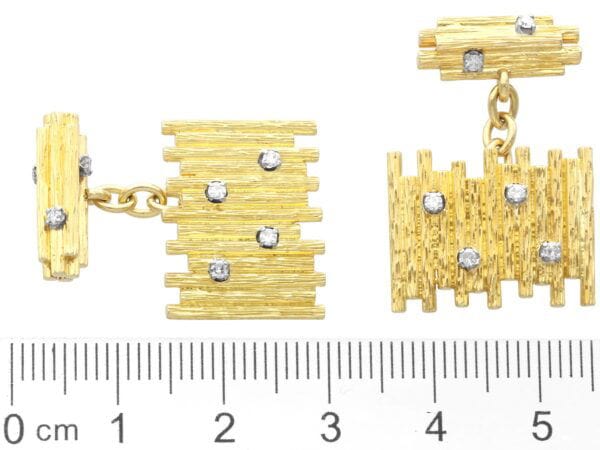 vintage 18k gold diamond cufflinks size