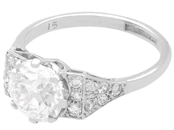 old European cut diamond solitaire ring platinum