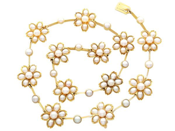 antique Victorian pearl and gold necklace
