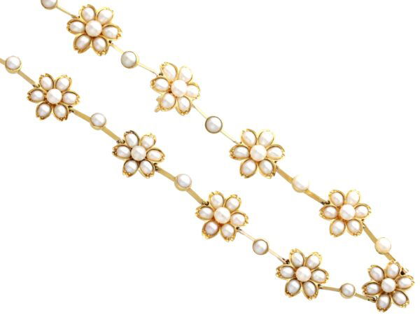 Victorian pearl and gold necklace and bracelet set