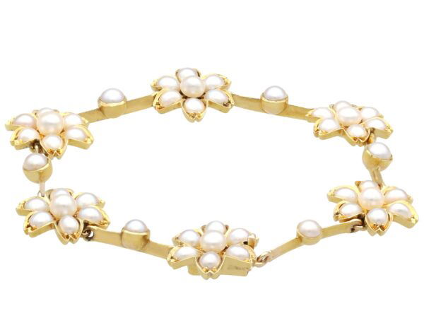 Victorian pearl and 18k gold bracelet sode view