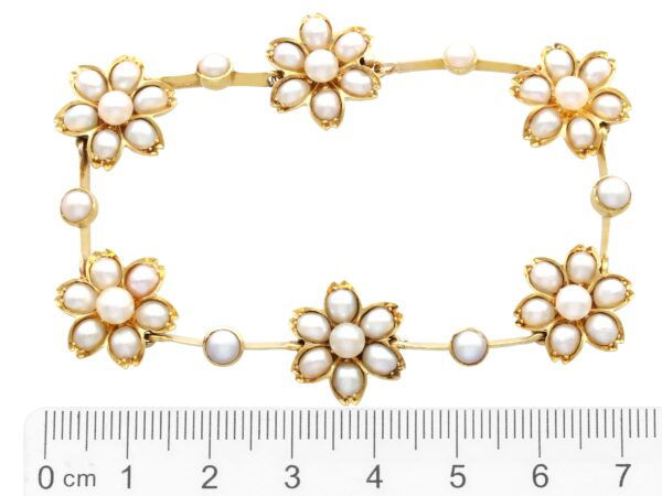 Victorian pearl and gold necklace and bracelet set size