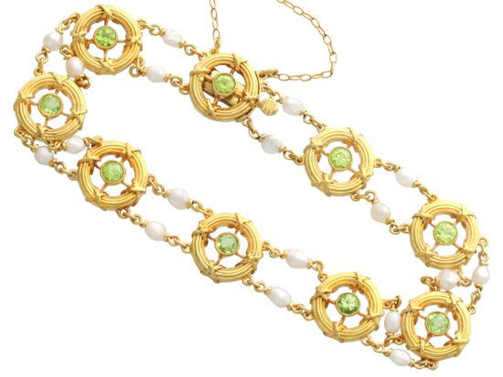 Antique Peridot Gold Bracelet Front