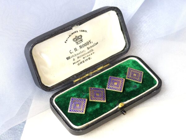 boxed enamel and gold cufflinks