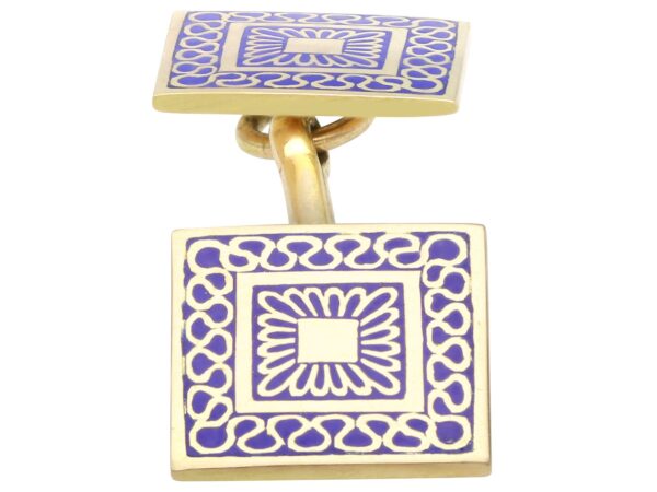 antique gold enamel cufflink