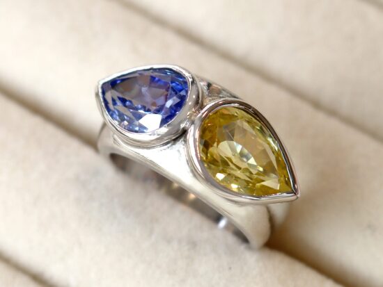 Yellow Blue Sapphire Ring