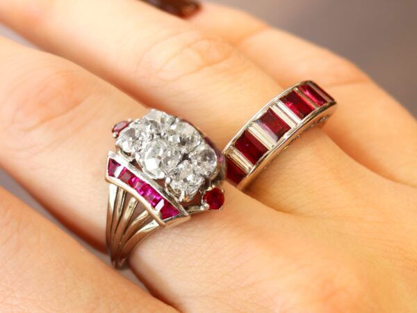 pairing a vintage ruby and diamond eternity ring
