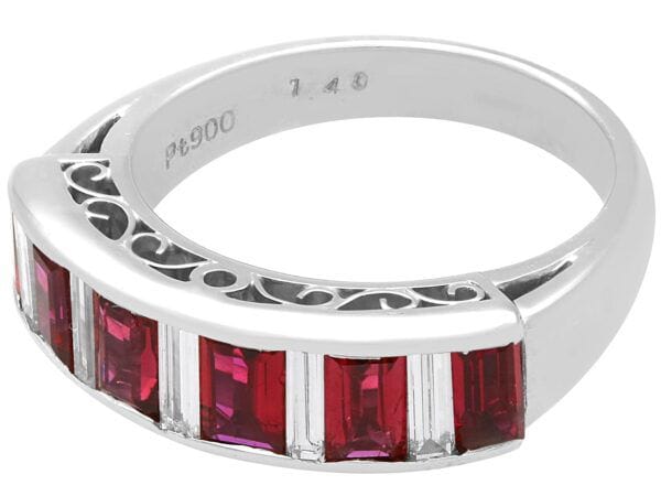vintage ruby and diamond eternity ring in platinum