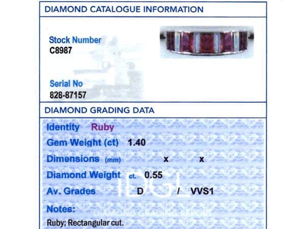 vintage ruby and diamond eternity ring grading card