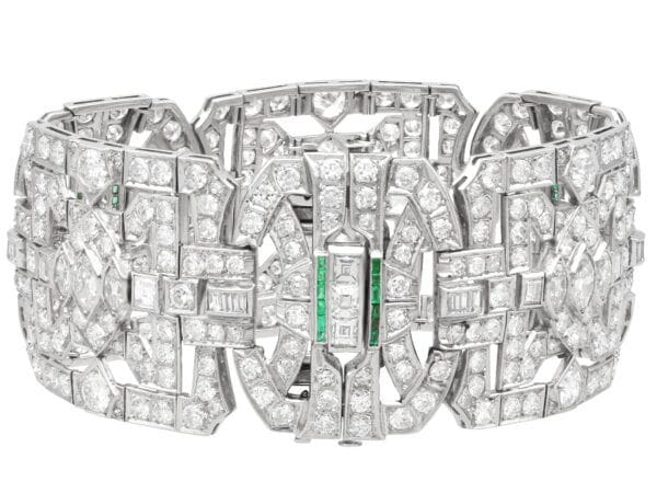 Large Art Deco Diamond bracelet clasp closed