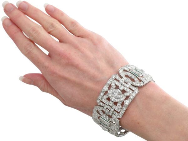 wearing Large Art Deco Diamond bracelet