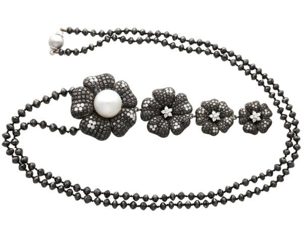 vintage black diamond and pearl pendant