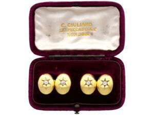 Victorian 0.70 Carat Diamond 18ct Yellow Gold Cufflinks