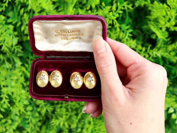 Victorian Diamond Gold Cufflinks outside