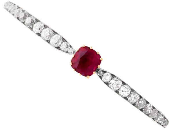 Victorian Ruby Diamond Rose Gold Bangle