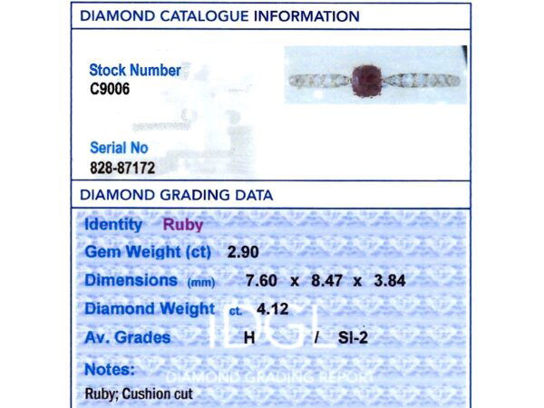 IDGL Diamond Grading Card Included