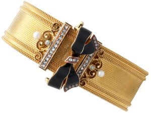 Victorian Gold and Black Enamel Bracelet