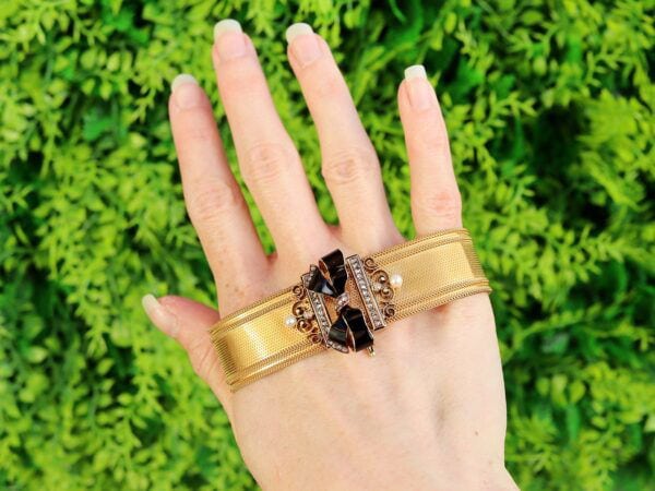 Outside Image Gold and Enamel Bracelet / Brooch