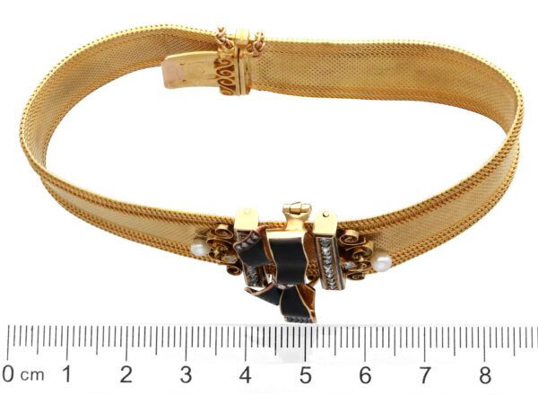 Victorian Black Enamel Brooch / Bracelet Measurements