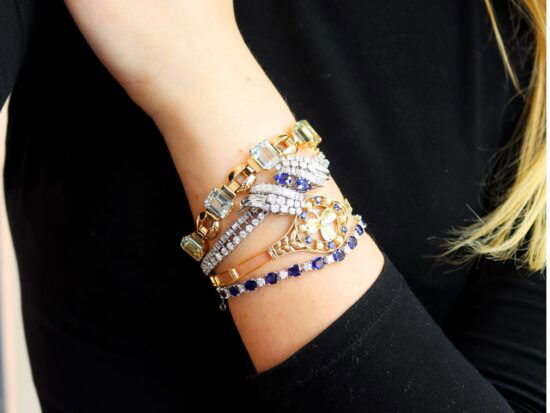 Sapphire Diamond Seed Pearl Bracelet
