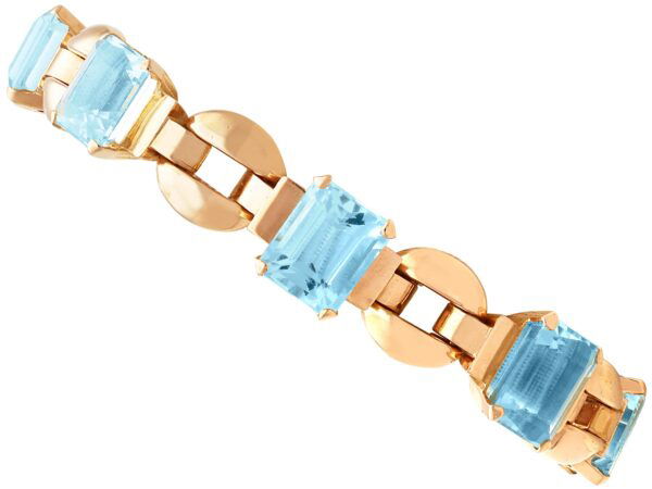 Art Deco Aquamarine Rose Gold Bracelet