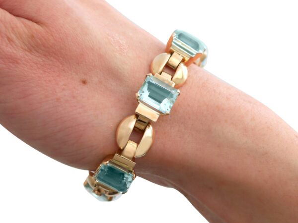 Antique Aquamarine Bracelet Worn Close-Up