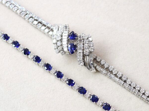 Ceylon Sapphire Diamond Platinum Bracelets
