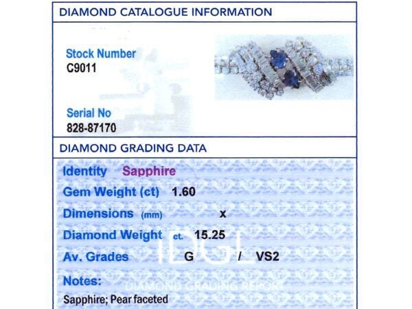 Vintage Ceylon Sapphire Diamond Certificate