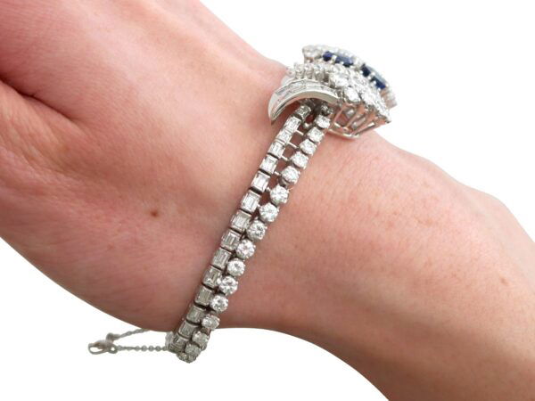 Ceylon Sapphire Diamond Bracelet Worn Shot