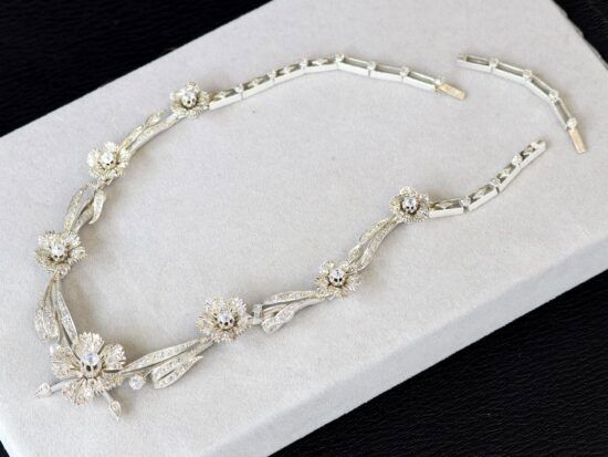 1860s antique floral diamond necklace