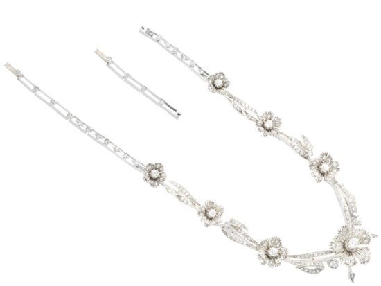 antique French diamond floral necklace