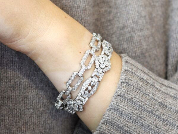 Diamond and Platinum Bracelet on Wrist