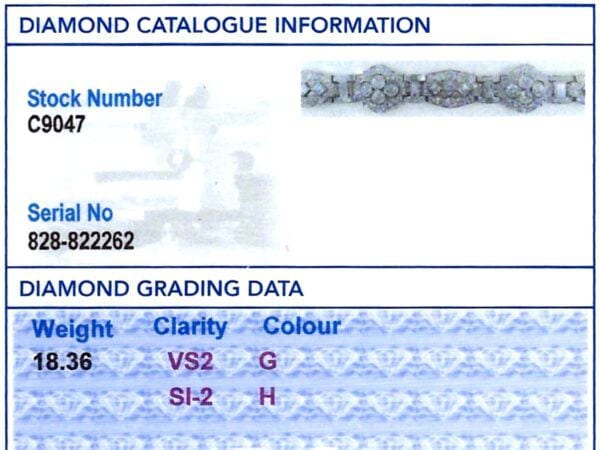 18 Carat Diamond Bracelet grading card