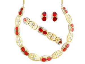 Fire Opal Diamond Jewellery Set