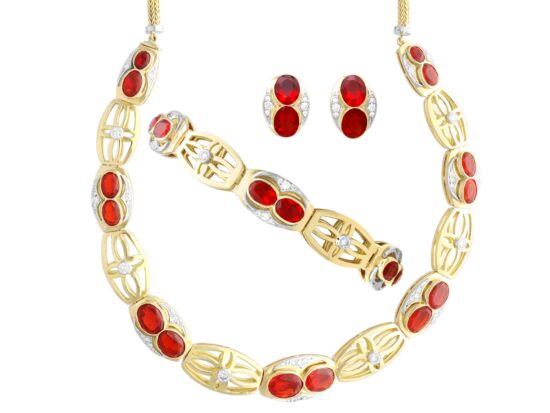 Fire Opal Diamond Jewellery Set