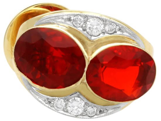 Fire Opal and Diamond Earrings