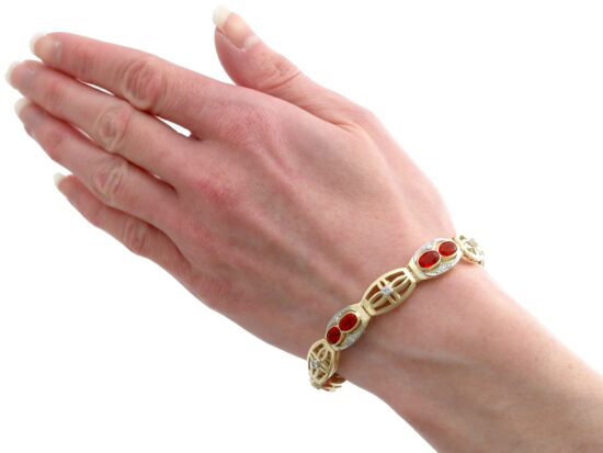 Fire Opal Bracelet Being Worn