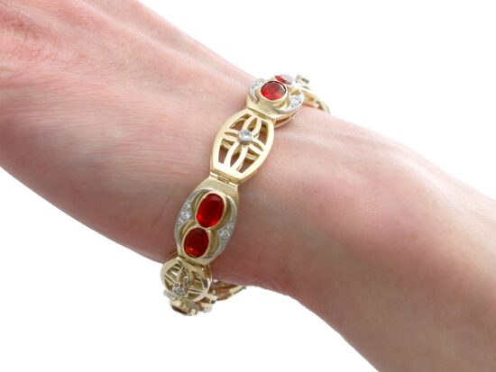 Fire Opal Bracelet Wrist Detail