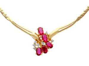 Vintage Ruby Necklace in 18k Yellow Gold