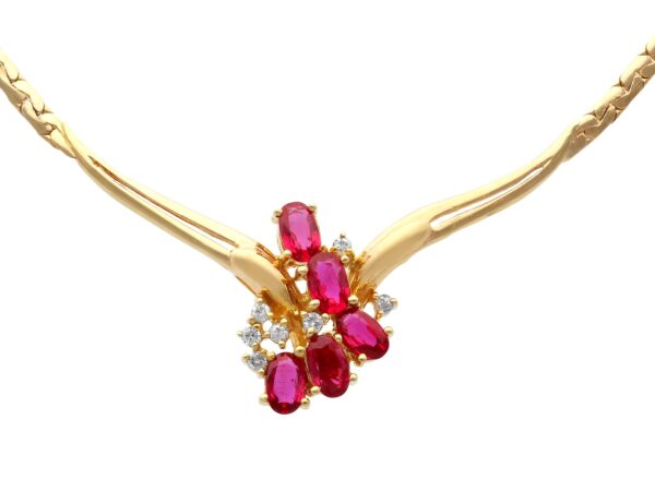 Vintage Ruby Necklace in 18k Yellow Gold