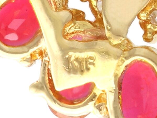 Vintage Ruby Necklace in 18k Yellow Gold hallmark