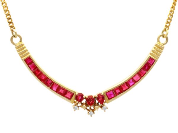 vintage yellow gold and ruby necklace