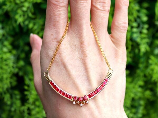 vintage yellow gold and ruby necklace