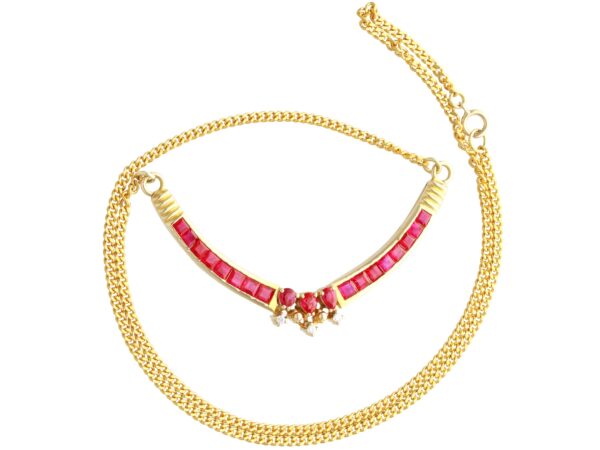 vintage yellow gold and ruby necklace