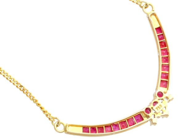 vintage yellow gold and ruby necklace reverse