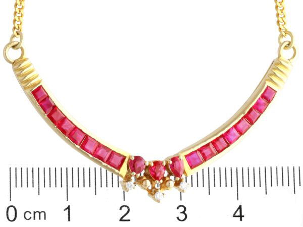vintage yellow gold and ruby necklace size