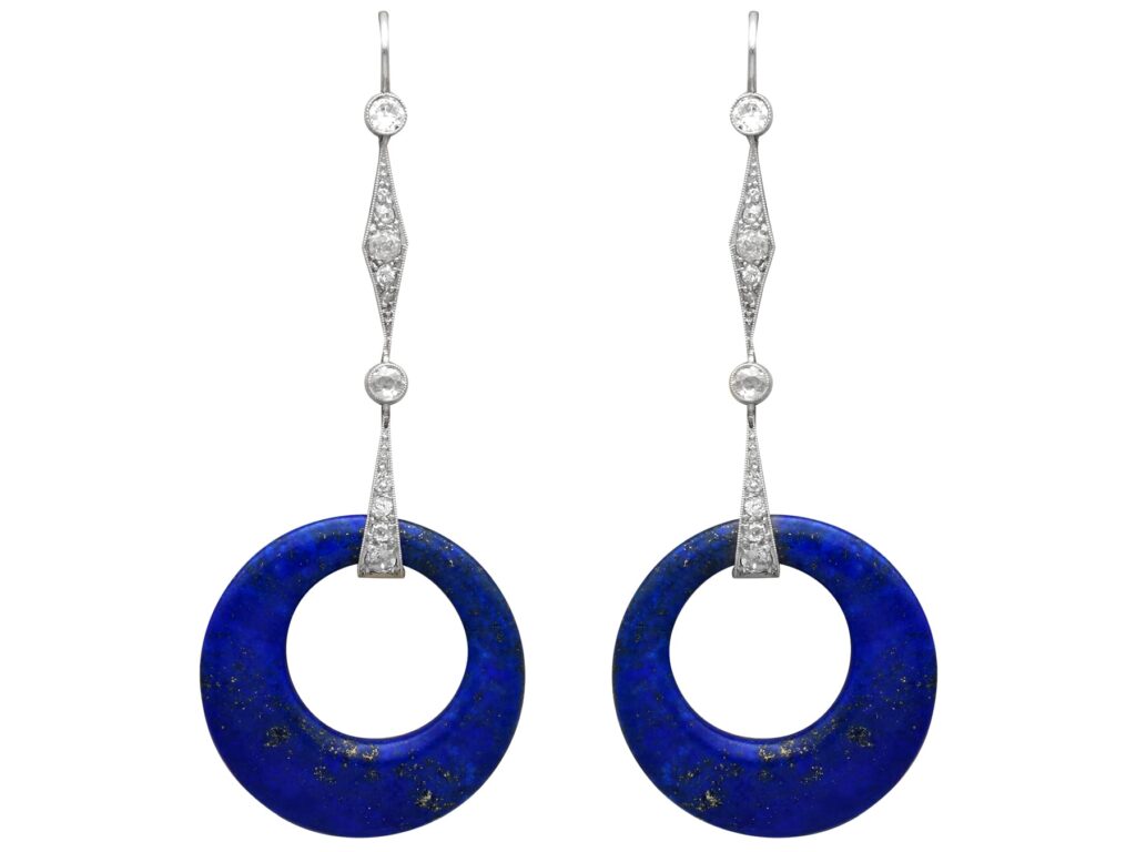 antique lapis lazuli drop earrings