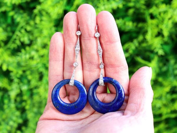 art deco lapis lazuli drop earrings